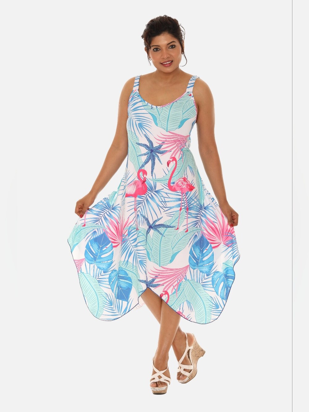 Like New Shoreline Size Small/Medium Tropical Print Dress With Adjustable Straps